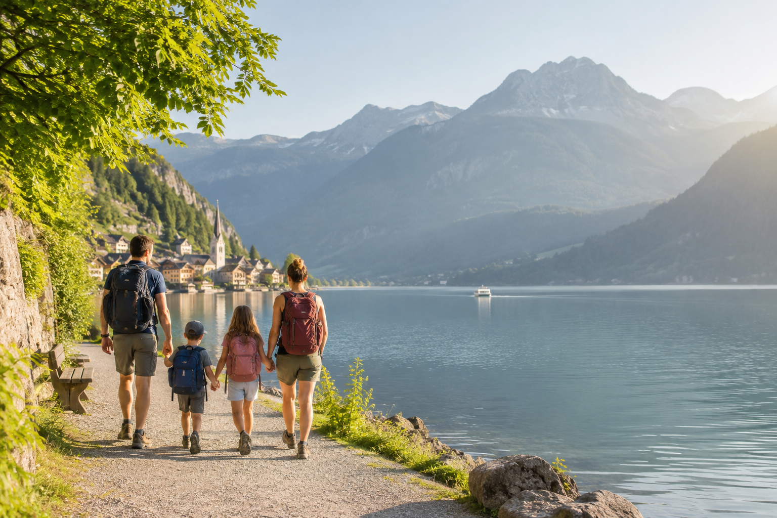 Familie beim Urlaub am See